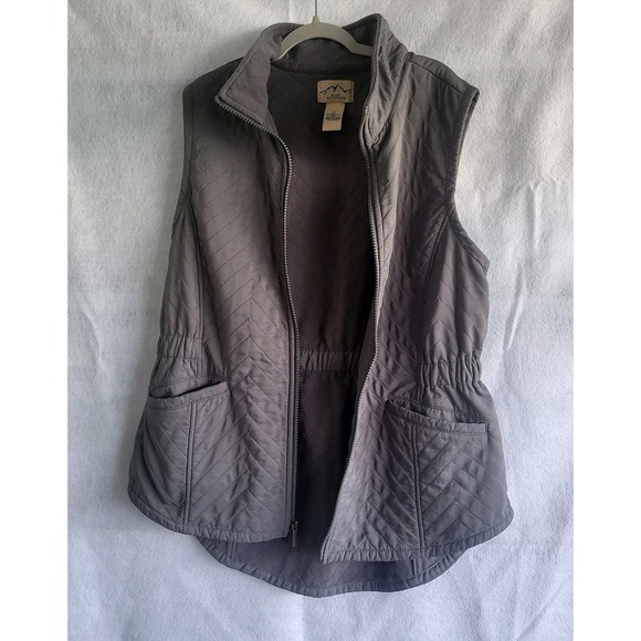 blue mountain quilted women's vest gray size small full zip up - Picture 1 of 5